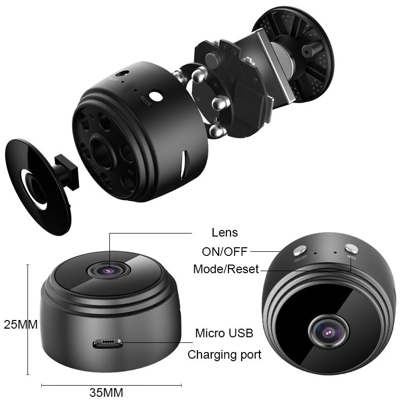 A9 Mini Surveillance Camera with Wi-Fi & HD Night Vision | Smart Life Home Security Camcorder